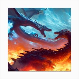Two Dragons Fighting 14 Canvas Print
