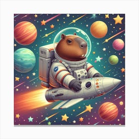 Capybara in Space Canvas Print