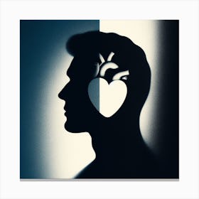 Silhouette Of A Man With A Heart Canvas Print