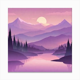 Misty mountains background in purple tone 76 Canvas Print