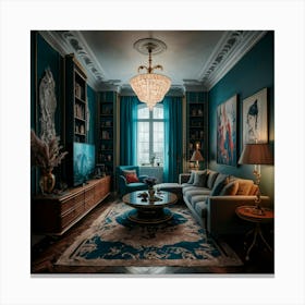 Blue Living Room 3 Canvas Print