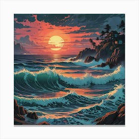 Sunset Over The Ocean Canvas Print