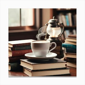 Cup Of Coffee And Books 1 Canvas Print