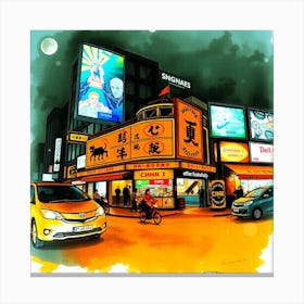 Hong Kong City At Night Canvas Print