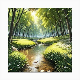 Stream In The Forest 2 Canvas Print