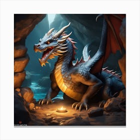 Dragon In Cave 2 Canvas Print