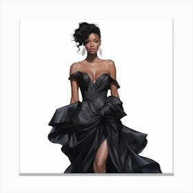 Black Woman In Evening Gown Canvas Print