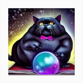 Black Cat With Magic Ball 1 Canvas Print
