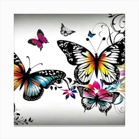 Butterflies And Flowers 13 Canvas Print