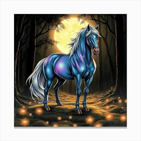 Blue Horse In The Woods 1 Canvas Print