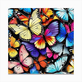 Colorful Butterflies Seamless Pattern Canvas Print