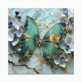 Butterfly With Orchids 2 Canvas Print