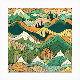 Mountains Seamless Pattern Canvas Print