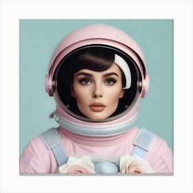 Female Astronaut with Roses  Canvas Print