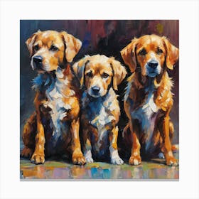 Three Golden Retrievers Canvas Print