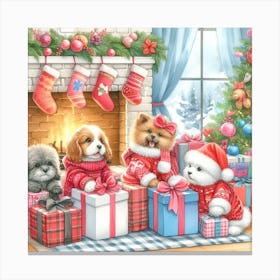 Christmas Dogs 2 Canvas Print