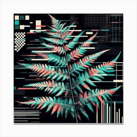 Glitch fern, Glitch art Canvas Print