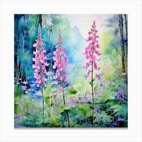 Watercolour Vibrant Wild Flowers Canvas Print