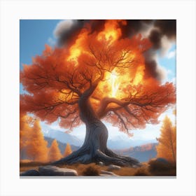 Tree Fire Ultra Realistic Canvas Print