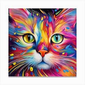 Colorful Cat Painting Canvas Print