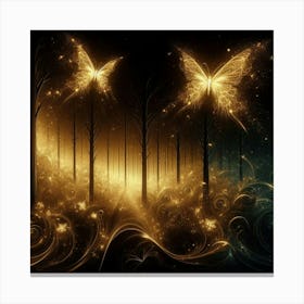 Golden Butterflies In The Forest 2 Canvas Print