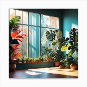 Colorful Room With Plants Canvas Print