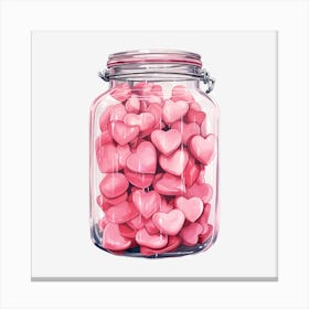 Pink Hearts In A Jar Canvas Print