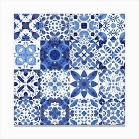 Blue And White Mediterranean Tiles Canvas Print