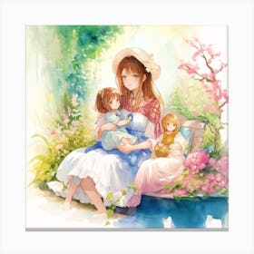 Beautiful Woman Holding Her Baby Girl And 0 (2) 11zon Canvas Print