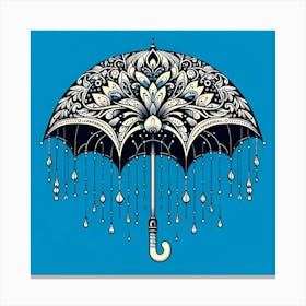 Umbrella With Raindrops Canvas Print