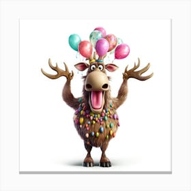 Moose With Balloons Canvas Print