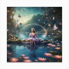 Fairy Princess in a Magical Lake Canvas Print