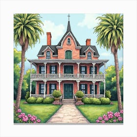 Pink New Orleans Victorian Canvas Print