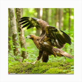 Golden Eagle In The Forest Canvas Print