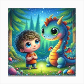 Dragon And Boy Canvas Print