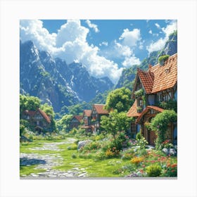Village In The Mountains 4 Canvas Print