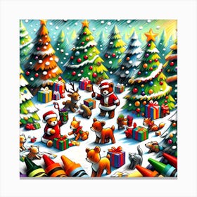 Super Kids Creativity:Christmas Trees And Crayons Canvas Print