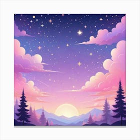 Sky With Twinkling Stars In Pastel Colors Square Composition 200 Canvas Print
