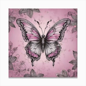 Butterfly On Pink Background Canvas Print