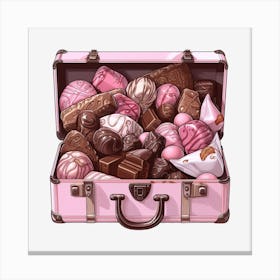 Pink Suitcase Full Of Sweets 3 Canvas Print