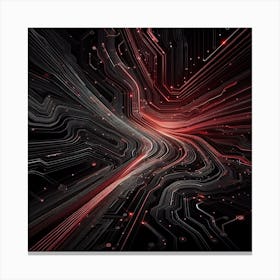 amoled line , Black and Red , black background 3 Canvas Print