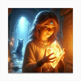 Young Girl Holding A Crystal Canvas Print