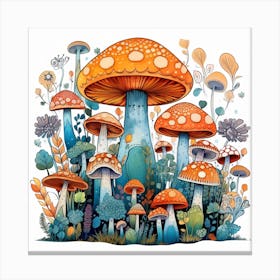 Mushrooms And Flowers 23 Canvas Print