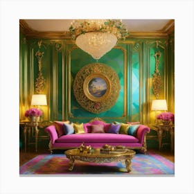 Futuristic Beautiful French Mansion Interior Sitti (12) Canvas Print