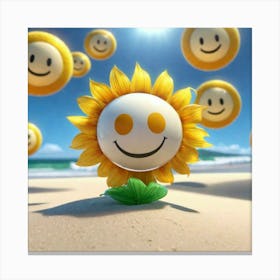 Smiley Sunflower Canvas Print