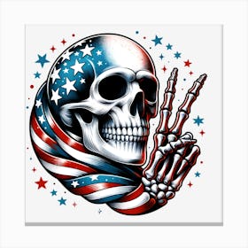 American Flag Skull 3 Canvas Print