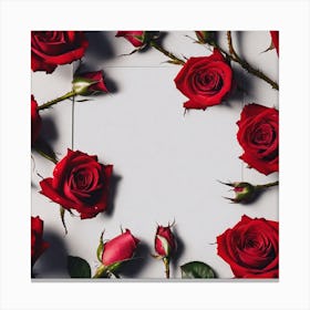 Red Roses On White Background 1 Canvas Print