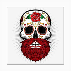 Funny Day Of Dead Red Beard Sugar Skull Halloween Canvas Print