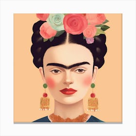 Frida Kahlo Florale Illustration Malerei, minimalistische Pastell Malerei Canvas Print