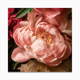 Pink Peony Portrait Canvas Print